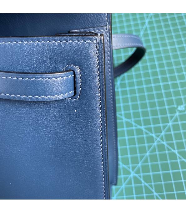 Hermes Kelly 22cm DanSe Dark Blue Original Swift Leather Silver Metal Handbag
