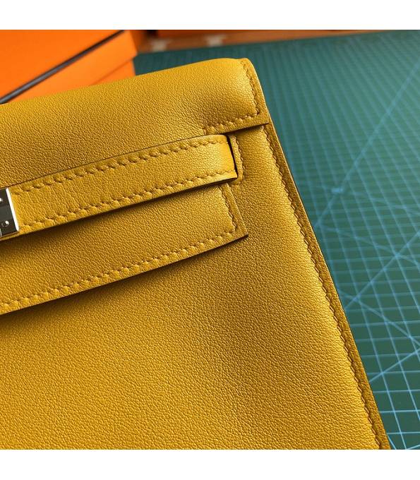 Hermes Kelly 22cm DanSe Amber Yellow Original Swift Leather Golden Metal Handbag