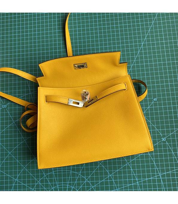 Hermes Kelly 22cm DanSe Amber Yellow Original Swift Leather Golden Metal Handbag