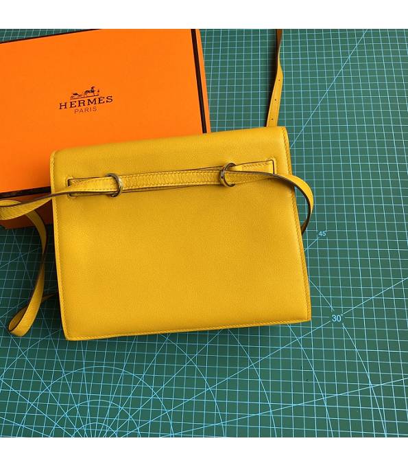 Hermes Kelly 22cm DanSe Amber Yellow Original Swift Leather Golden Metal Handbag