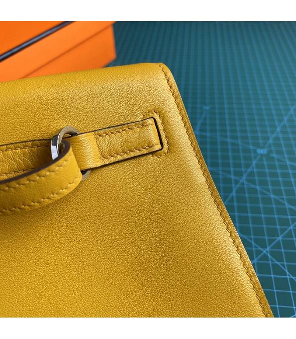 Hermes Kelly 22cm DanSe Amber Yellow Original Swift Leather Golden Metal Handbag
