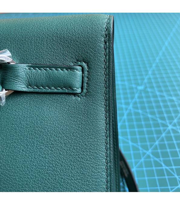 Hermes Kelly 22cm DanSe Dark Green Original Swift Leather Silver Metal Handbag