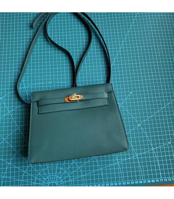 Hermes Kelly 22cm DanSe Dark Green Original Swift Leather Golden Metal Handbag