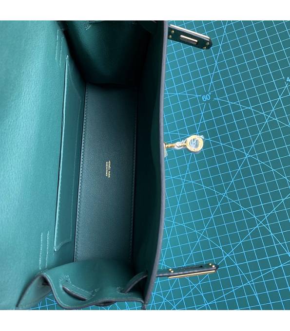 Hermes Kelly 22cm DanSe Dark Green Original Swift Leather Golden Metal Handbag