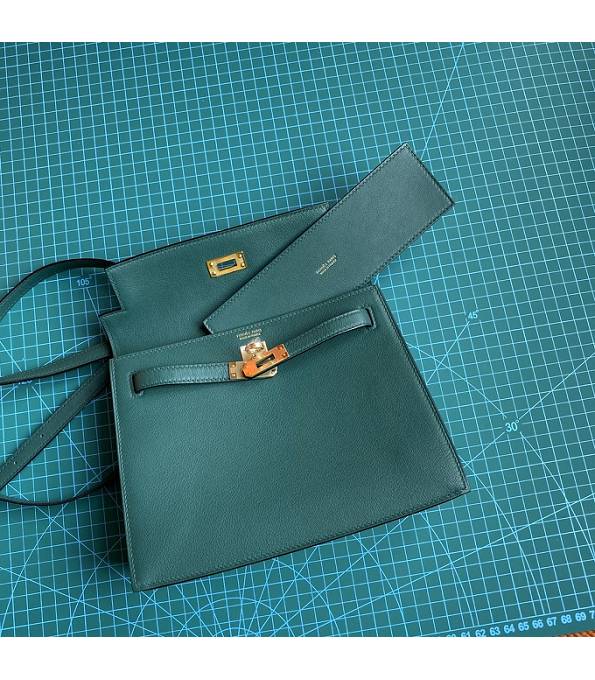 Hermes Kelly 22cm DanSe Dark Green Original Swift Leather Golden Metal Handbag
