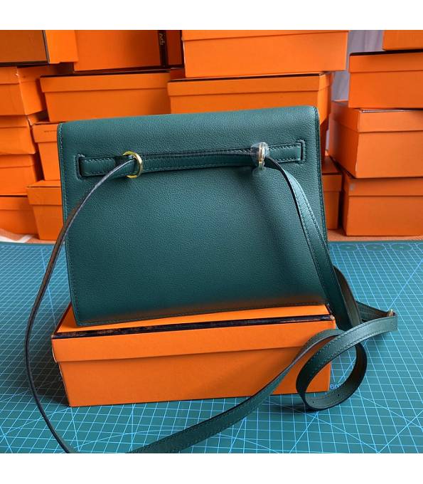 Hermes Kelly 22cm DanSe Dark Green Original Swift Leather Golden Metal Handbag