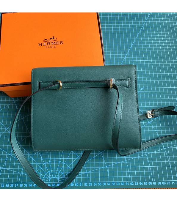 Hermes Kelly 22cm DanSe Dark Green Original Swift Leather Golden Metal Handbag