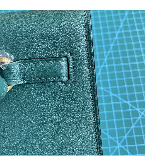 Hermes Kelly 22cm DanSe Dark Green Original Swift Leather Golden Metal Handbag