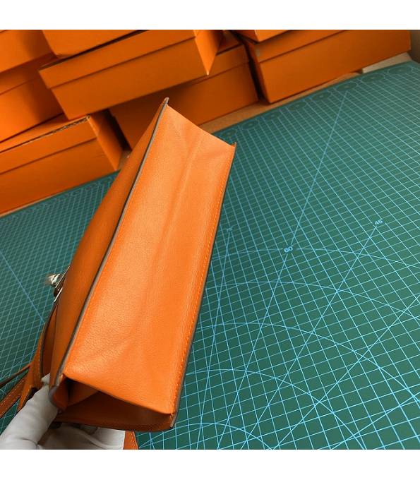 Hermes Kelly 22cm DanSe Orange Original Swift Leather Silver Metal Handbag