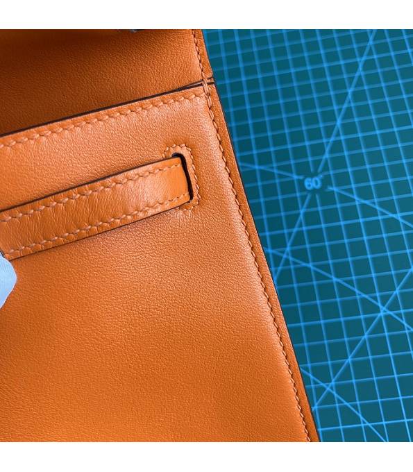 Hermes Kelly 22cm DanSe Orange Original Swift Leather Silver Metal Handbag