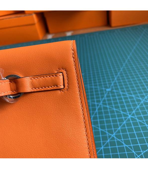 Hermes Kelly 22cm DanSe Orange Original Swift Leather Silver Metal Handbag