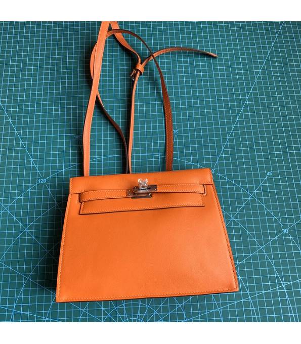 Hermes Kelly 22cm DanSe Orange Original Swift Leather Silver Metal Handbag