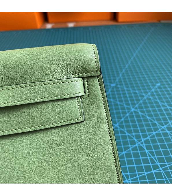 Hermes Kelly 22cm DanSe Apple Green Original Swift Leather Silver Metal Handbag