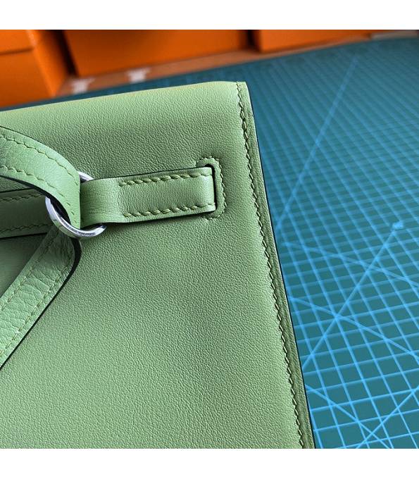 Hermes Kelly 22cm DanSe Apple Green Original Swift Leather Silver Metal Handbag