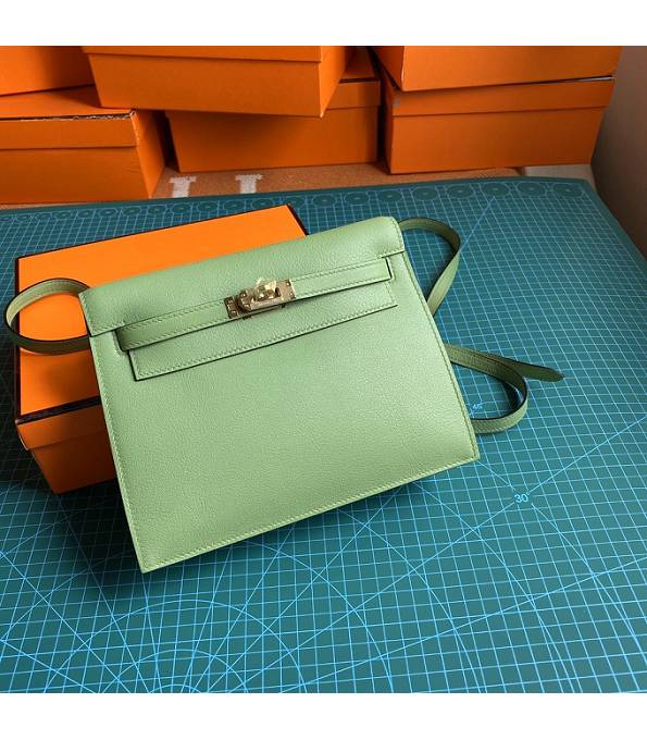 Hermes Kelly 22cm DanSe Apple Green Original Swift Leather Golden Metal Handbag