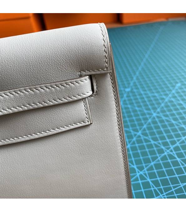 Hermes Kelly 22cm DanSe Pearl Grey Original Swift Leather Silver Metal Handbag