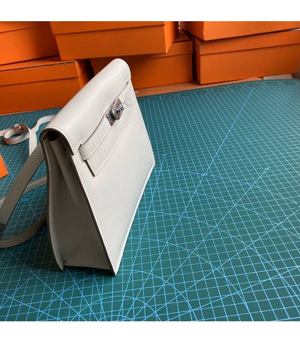 Hermes Kelly 22cm DanSe Pearl Grey Original Swift Leather Silver Metal Handbag