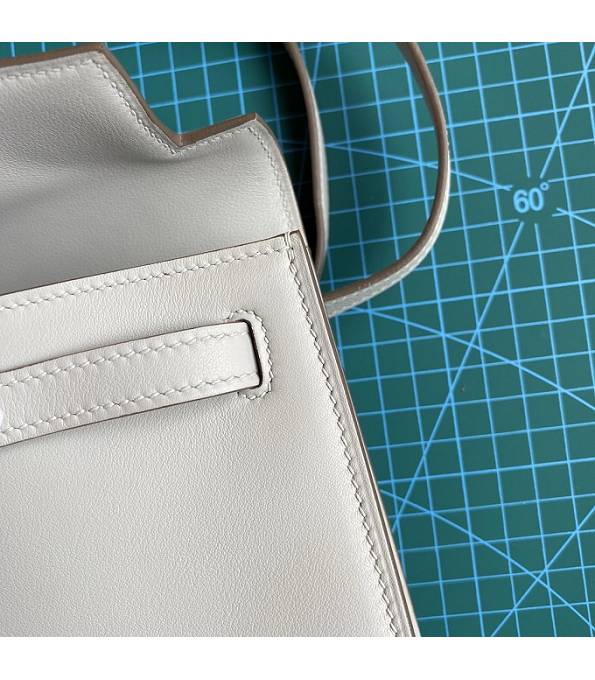 Hermes Kelly 22cm DanSe Pearl Grey Original Swift Leather Silver Metal Handbag