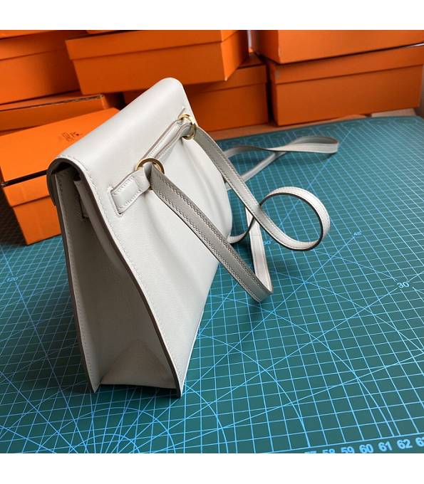 Hermes Kelly 22cm DanSe Pearl Grey Original Swift Leather Golden Metal Handbag