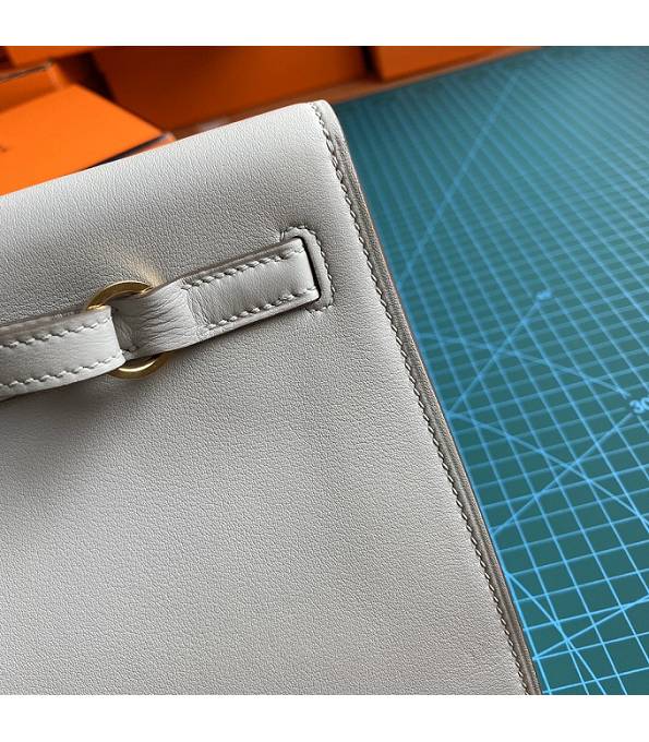 Hermes Kelly 22cm DanSe Pearl Grey Original Swift Leather Golden Metal Handbag
