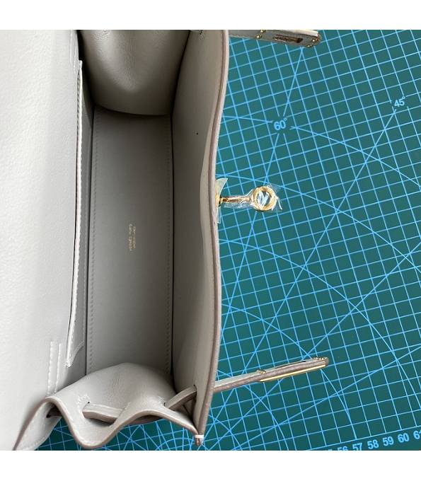 Hermes Kelly 22cm DanSe Pearl Grey Original Swift Leather Golden Metal Handbag