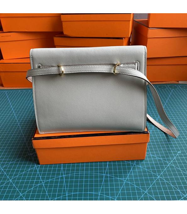 Hermes Kelly 22cm DanSe Pearl Grey Original Swift Leather Golden Metal Handbag