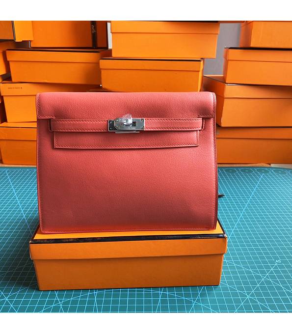 Hermes Kelly 22cm DanSe Peach Original Swift Leather Silver Metal Handbag