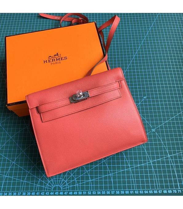 Hermes Kelly 22cm DanSe Peach Original Swift Leather Silver Metal Handbag