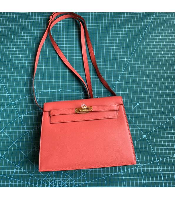 Hermes Kelly 22cm DanSe Peach Original Swift Leather Golden Metal Handbag