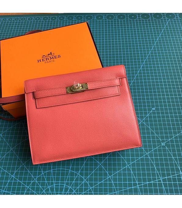 Hermes Kelly 22cm DanSe Peach Original Swift Leather Golden Metal Handbag