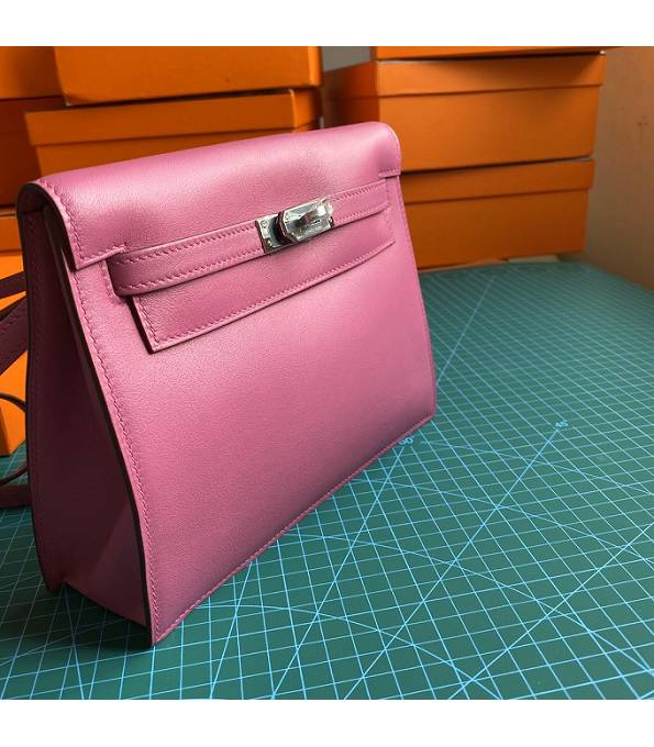 Hermes Kelly 22cm DanSe Fuchsia Original Swift Leather Silver Metal Handbag