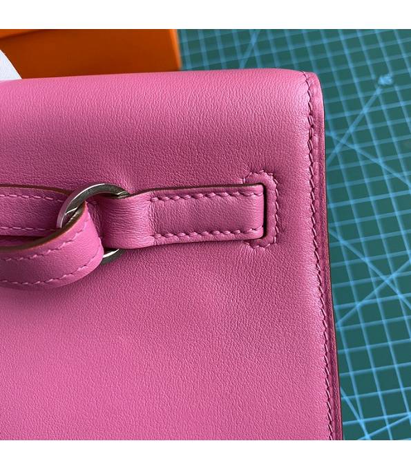 Hermes Kelly 22cm DanSe Fuchsia Original Swift Leather Silver Metal Handbag