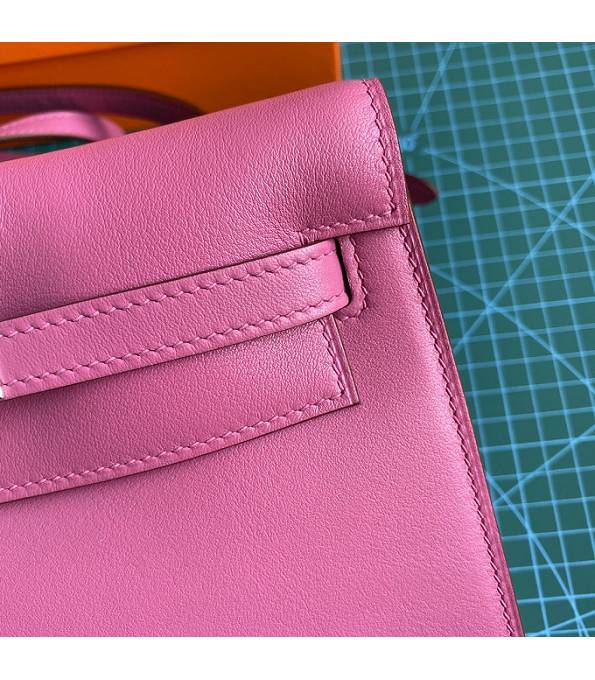 Hermes Kelly 22cm DanSe Fuchsia Original Swift Leather Silver Metal Handbag