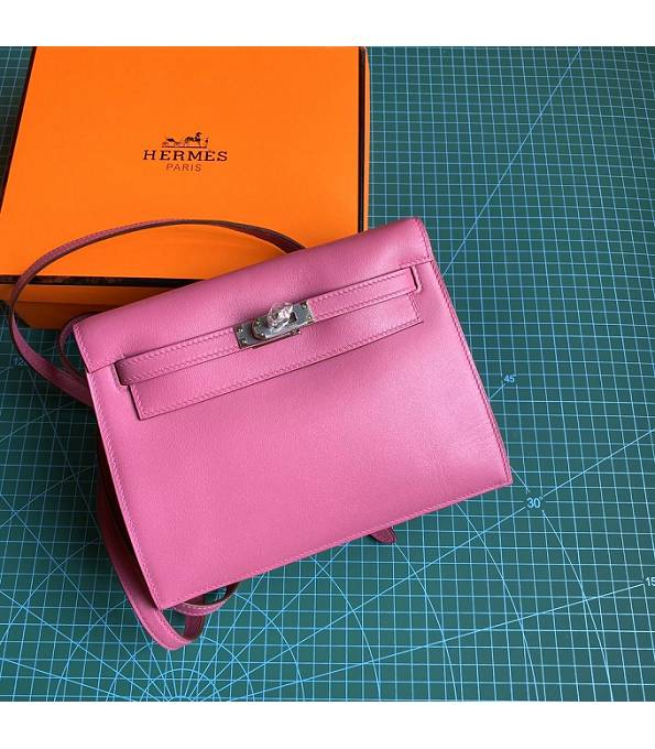 Hermes Kelly 22cm DanSe Fuchsia Original Swift Leather Silver Metal Handbag