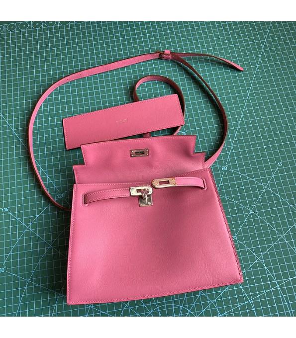 Hermes Kelly 22cm DanSe Fuchsia Original Swift Leather Silver Metal Handbag