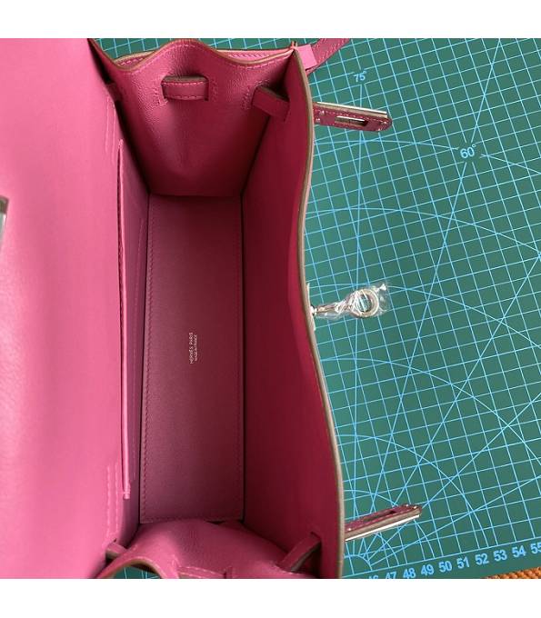 Hermes Kelly 22cm DanSe Fuchsia Original Swift Leather Silver Metal Handbag