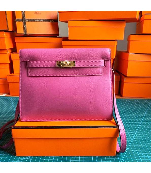 Hermes Kelly 22cm DanSe Fuchsia Original Swift Leather Golden Metal Handbag