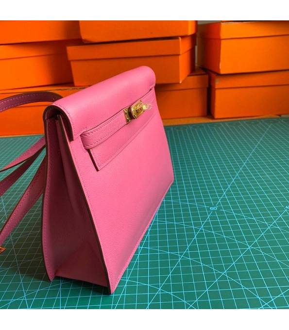 Hermes Kelly 22cm DanSe Fuchsia Original Swift Leather Golden Metal Handbag