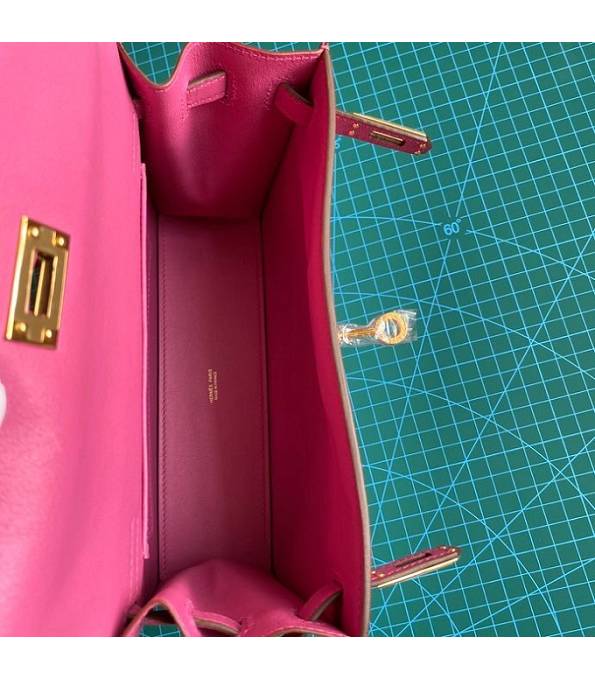 Hermes Kelly 22cm DanSe Fuchsia Original Swift Leather Golden Metal Handbag