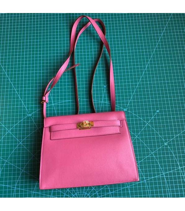Hermes Kelly 22cm DanSe Fuchsia Original Swift Leather Golden Metal Handbag