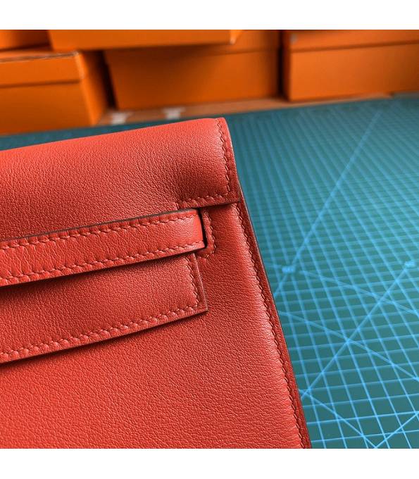 Hermes Kelly 22cm DanSe Red Original Swift Leather Silver Metal Handbag