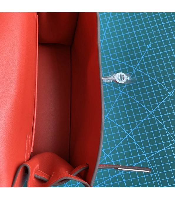 Hermes Kelly 22cm DanSe Red Original Swift Leather Silver Metal Handbag