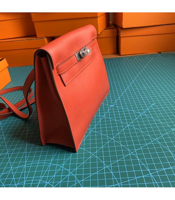 Hermes Kelly 22cm DanSe Red Original Swift Leather Silver Metal Handbag