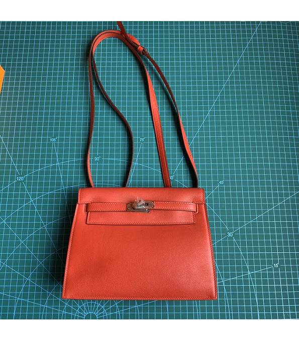 Hermes Kelly 22cm DanSe Red Original Swift Leather Silver Metal Handbag