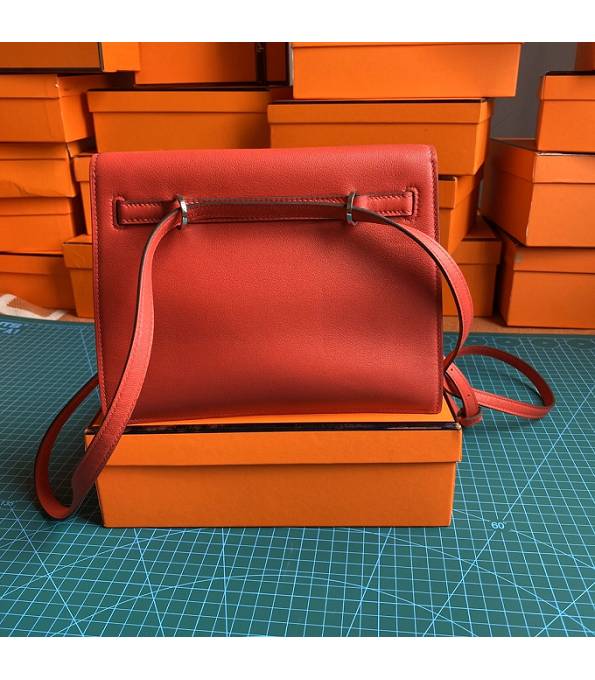 Hermes Kelly 22cm DanSe Red Original Swift Leather Silver Metal Handbag
