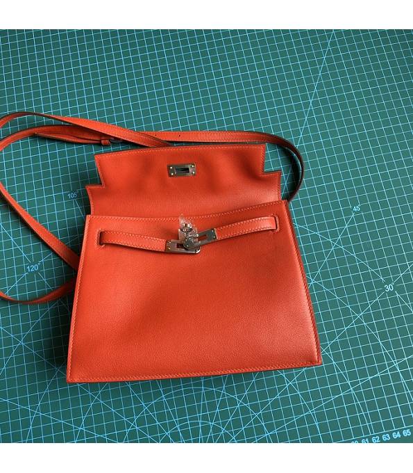 Hermes Kelly 22cm DanSe Red Original Swift Leather Silver Metal Handbag