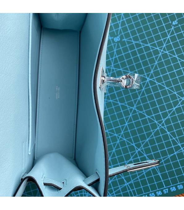 Hermes Kelly 22cm DanSe Macaron Blue Original Swift Leather Silver Metal Handbag