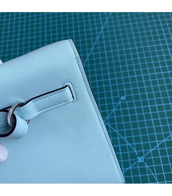 Hermes Kelly 22cm DanSe Macaron Blue Original Swift Leather Silver Metal Handbag