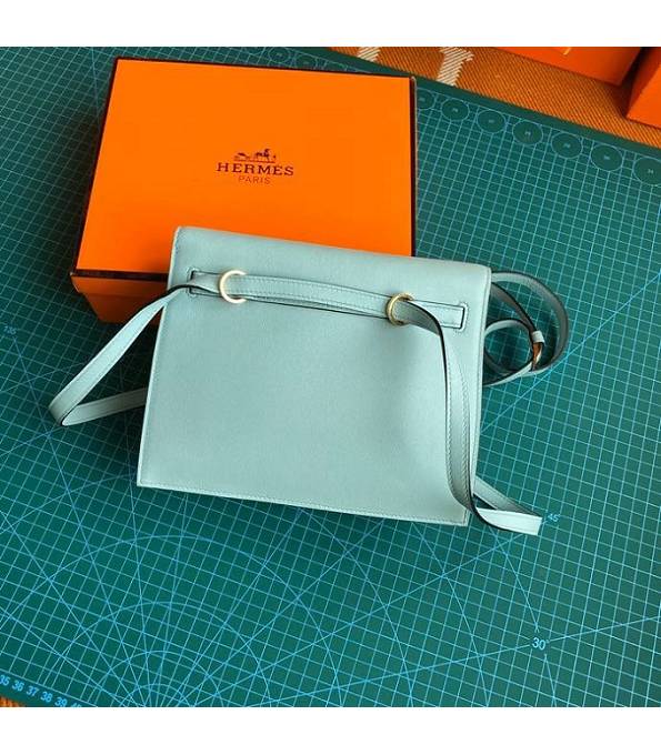 Hermes Kelly 22cm DanSe Macaron Blue Original Swift Leather Golden Metal Handbag