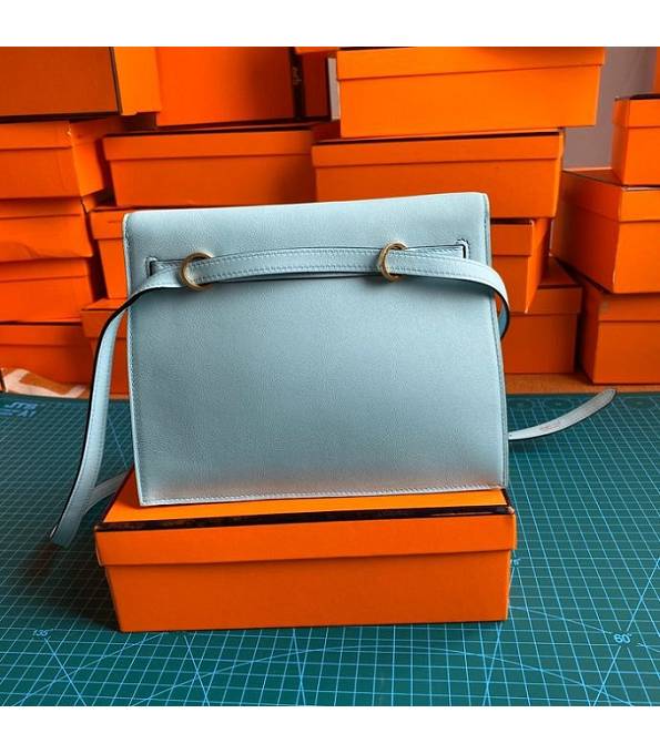 Hermes Kelly 22cm DanSe Macaron Blue Original Swift Leather Golden Metal Handbag